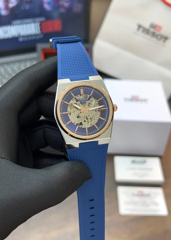 Tissot Skeleton Blue Dial Rubber Watch