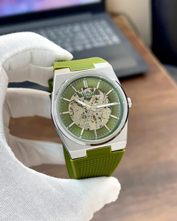 Tissot Skeleton Green Dial Rubber Watch