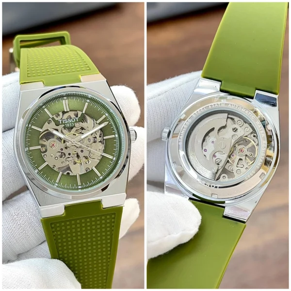 Tissot Skeleton Green Dial Rubber Watch